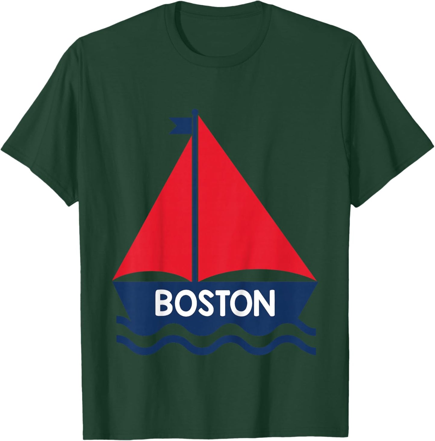 Kids Boston Massachusetts Sailing Boat Boys Girls Toddler T-Shirt - T-Shirt | Forest