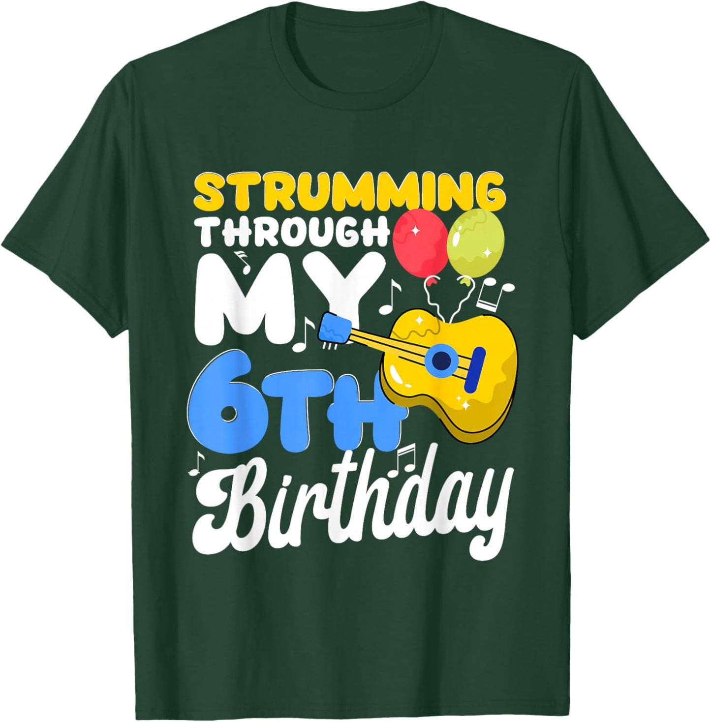 Musical Instrument Boys Girl Kids 6th Birthday Party T-Shirt - T-Shirt | Forest