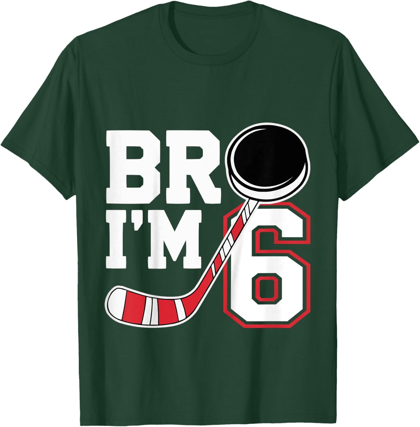 Kids Six Years Old 6th Birthday Hockey Player Birthday T-Shirt - T-Shirt | Forest