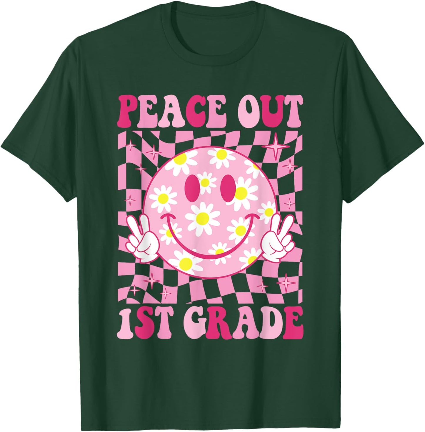 Peace Out 1st Grade Groovy Last Day of 1st Grade Graduation T-Shirt - T-Shirt | Forest
