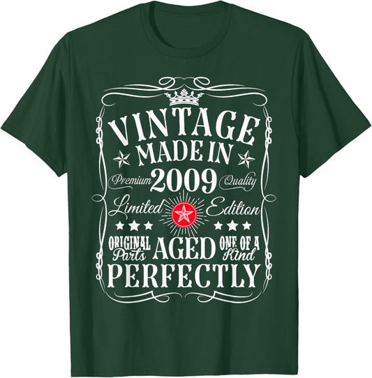 Vintage 16th Birthday Decorations Vintage 2009 16 Years Old T-Shirt - T-Shirt | Forest