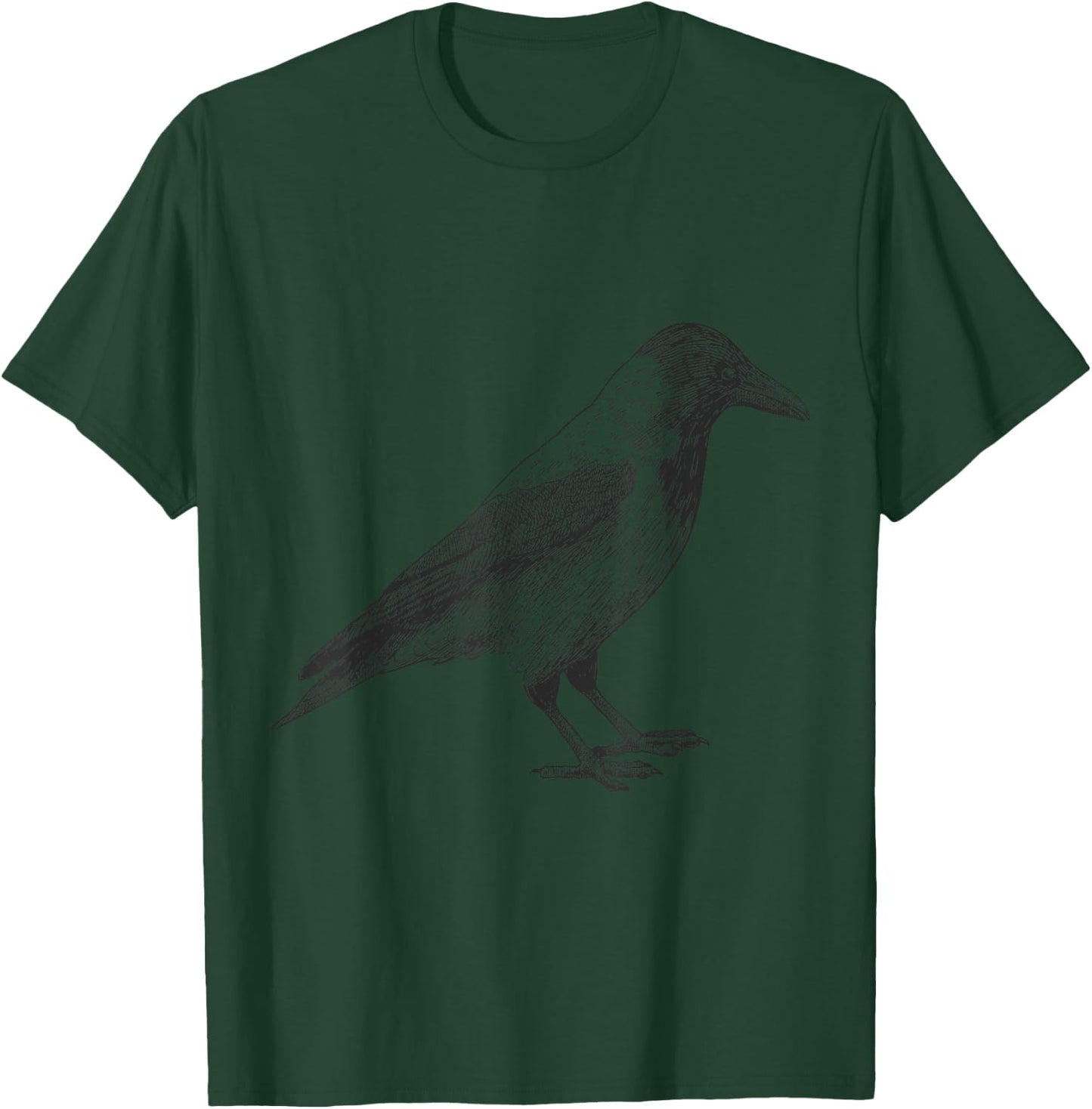 Beautiful Black Crow Raven Bird Illustration Vintage T-Shirt - T-Shirt | Forest