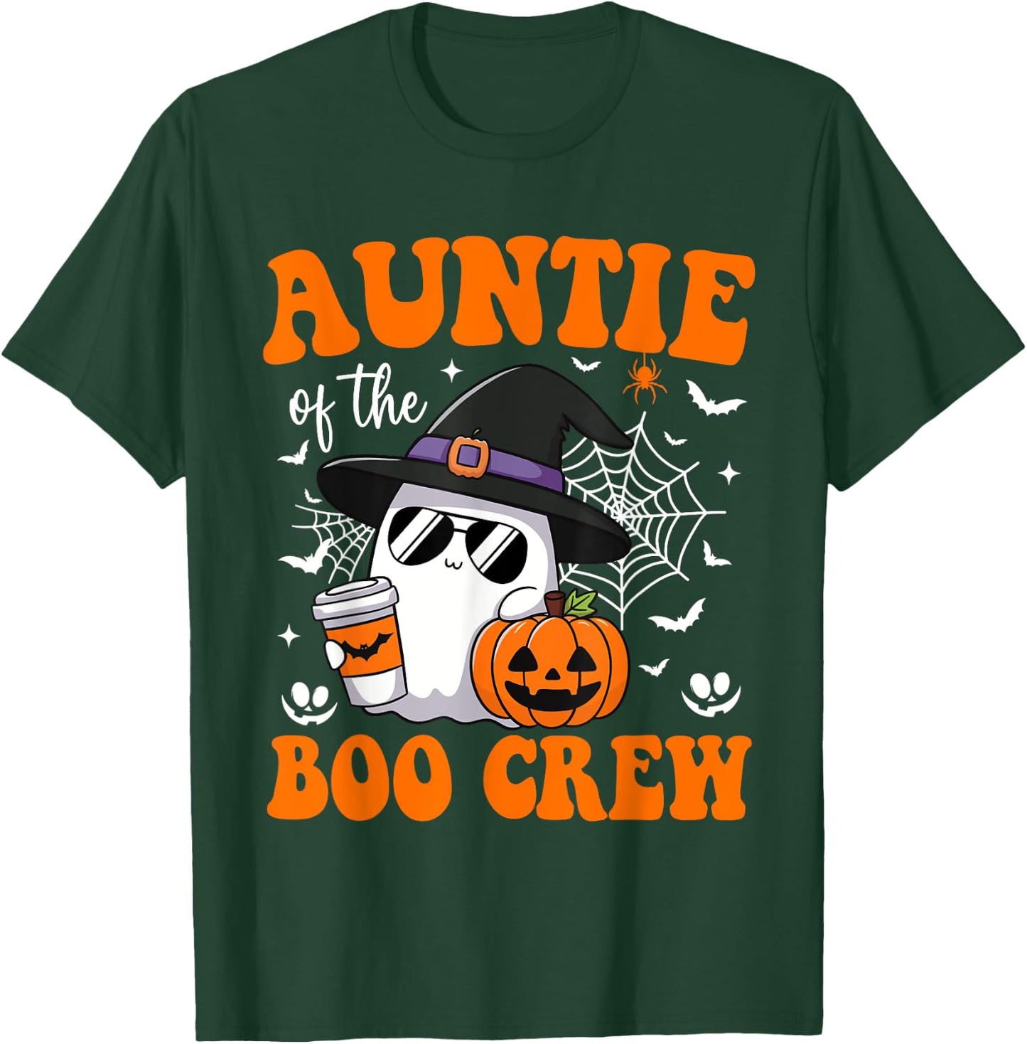 Auntie Boo Crew Groovy Ghost Matching Family Halloween T-Shirt - T-Shirt | Forest