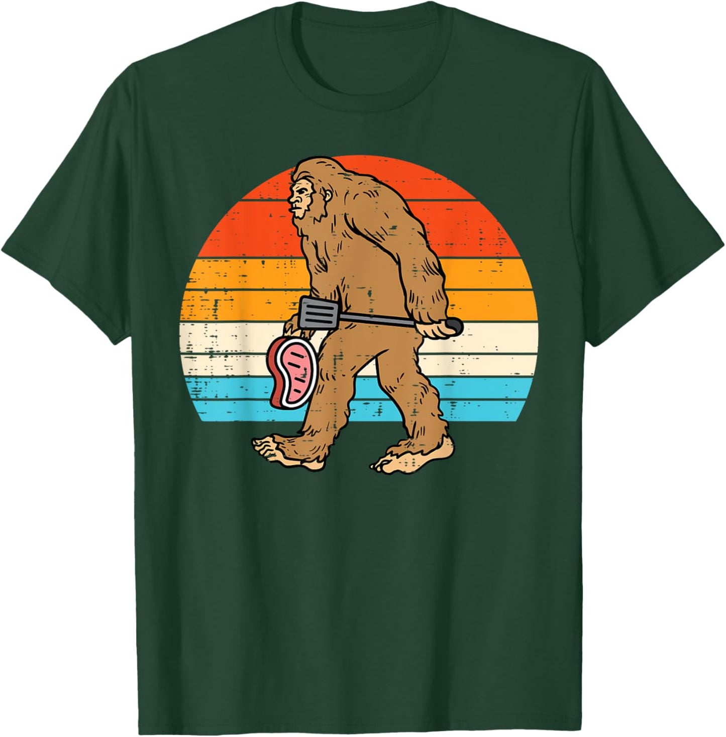 Bigfoot Sasquatch Bbq Retro Barbecue Grilling Men Women Kids T-Shirt - T-Shirt | Forest