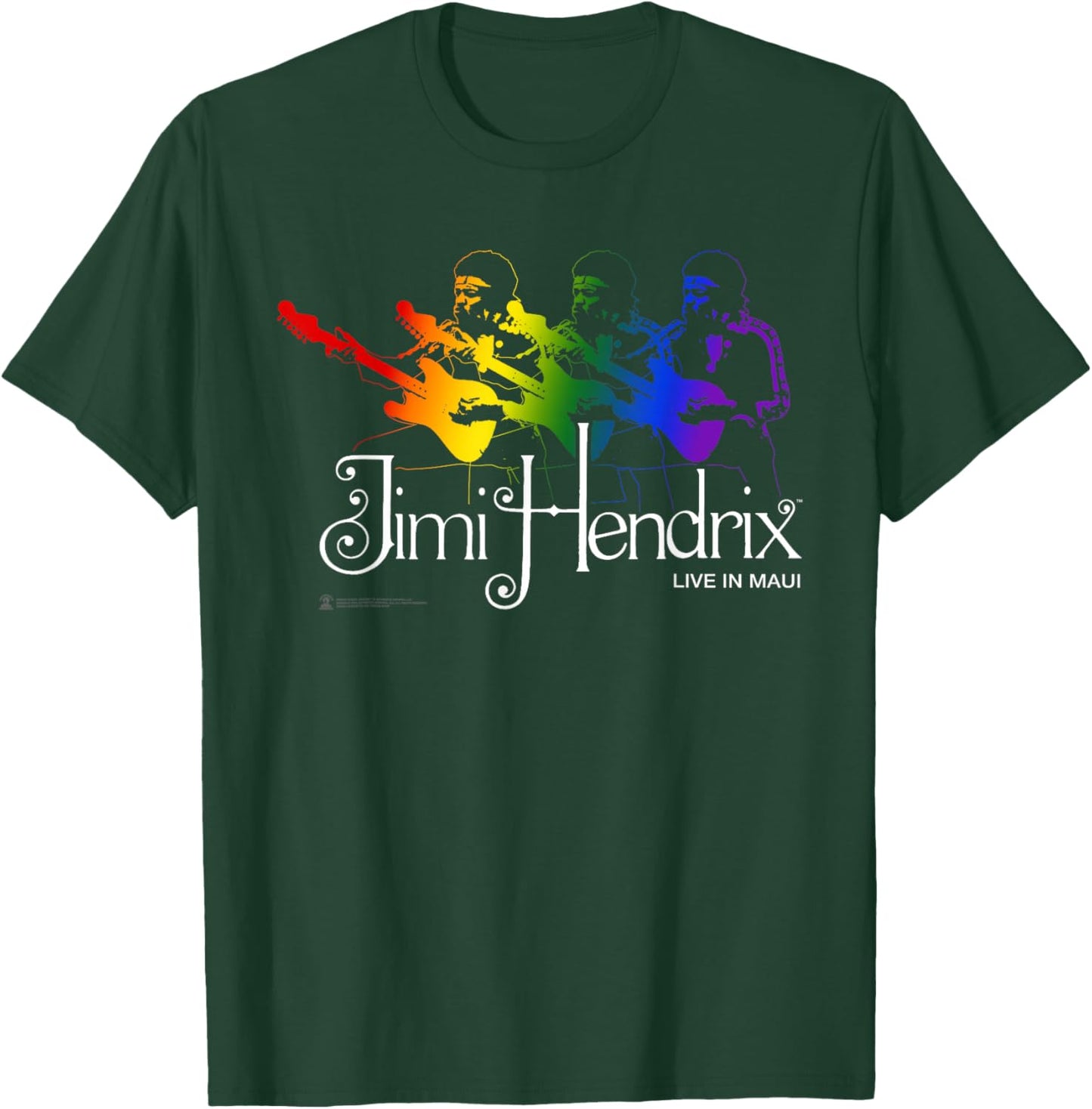 Jimi Hendrix Official Live in Maui Rainbow Guitar T-Shirt - T-Shirt | Forest