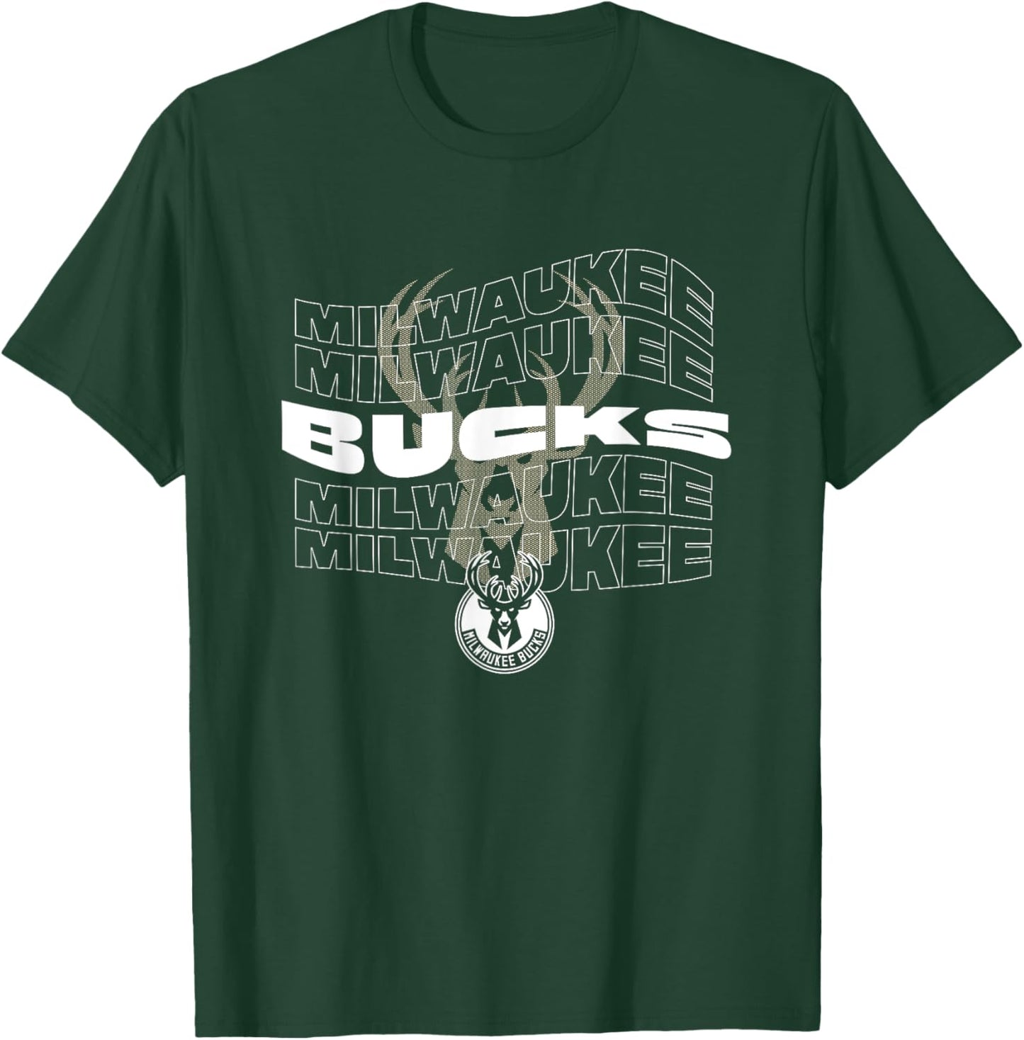 NBA Milwaukee Bucks Wave Outline Team Logo T-Shirt - T-Shirt | Forest