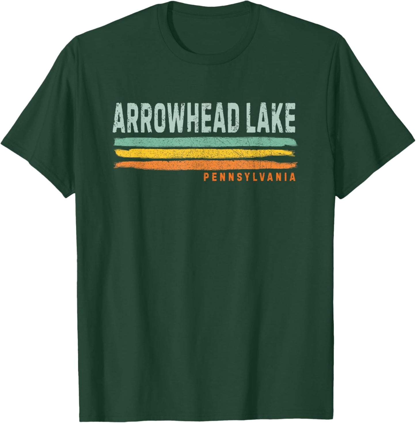 Vintage Stripes Arrowhead Lake PA T-Shirt - T-Shirt | Forest