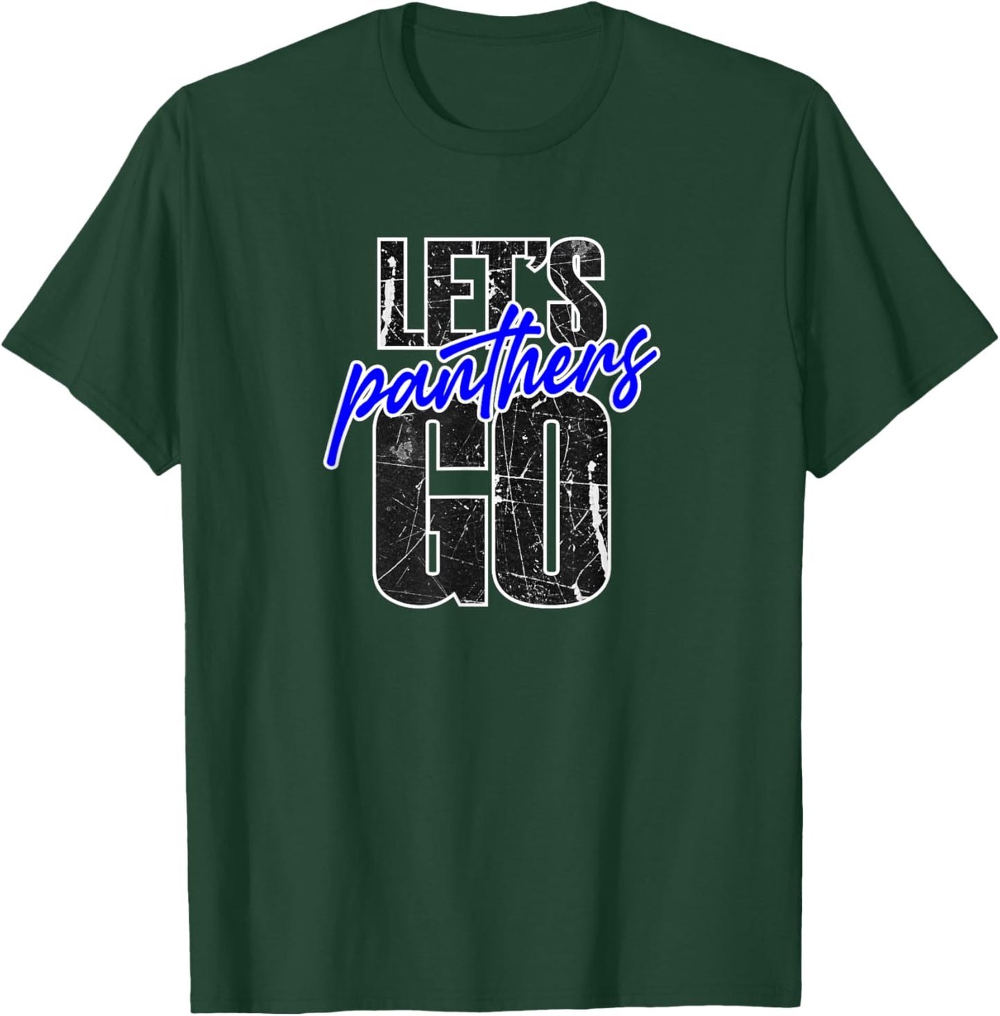Go Panthers Mascot School Spirit Blue and Black T-Shirt - T-Shirt | Forest