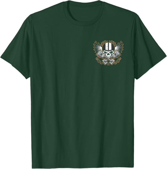 Live to Ride, Ride to Live Biker Skull Distressed Design T-Shirt - T-Shirt | Forest