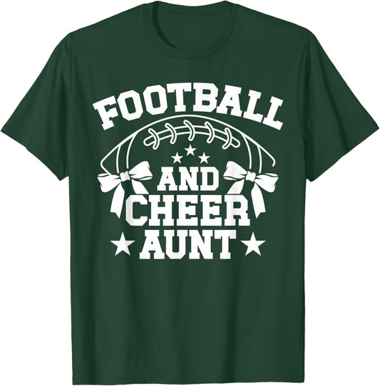 Football And Cheer Aunt Of A Cheerleader & Football Player T-Shirt - T-Shirt | Forest