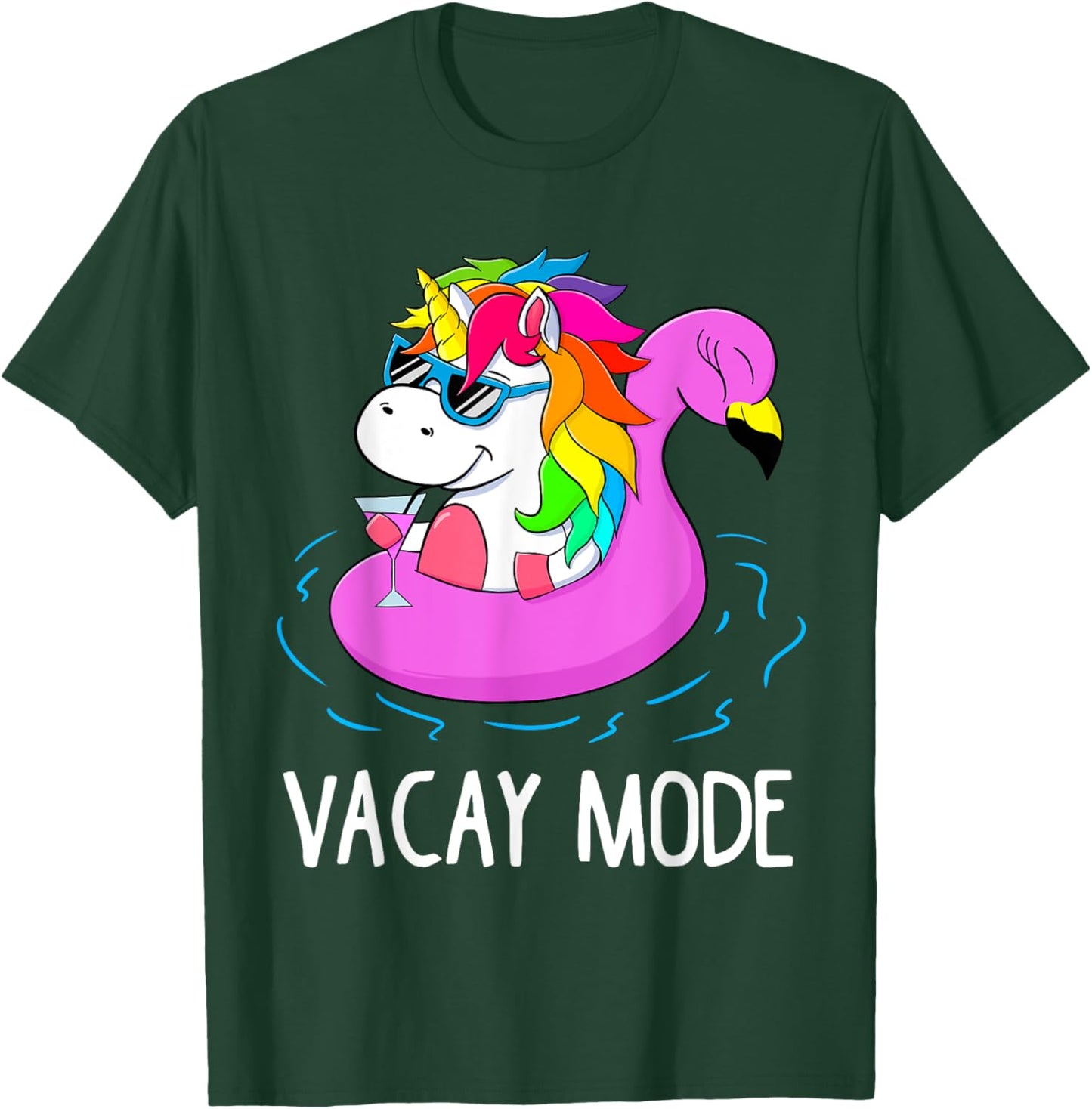 Vacay Mode Cute Unicorn Funny Family Vacation Gift Kids Girl T-Shirt - T-Shirt | Forest
