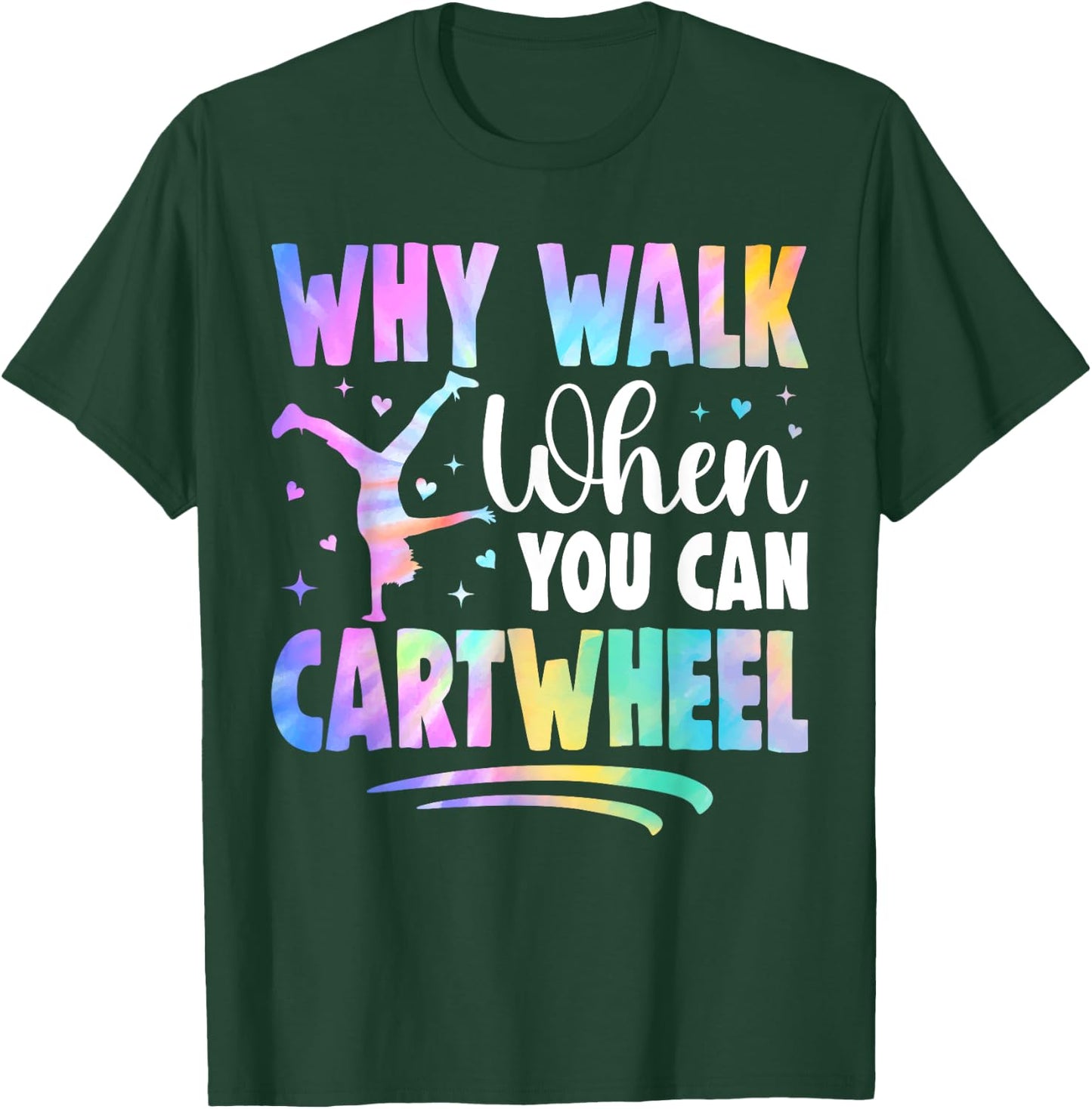 Cartwheel Gymnast Girl Tie Dye Gymnastic Girl Tumbling T-Shirt - T-Shirt | Forest