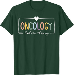 Retro Oncology Radiation Therapist Team Black -Adults Cotton/Polyester Short Sleeve Regular Fit T-Shirt - T-Shirt | Forest