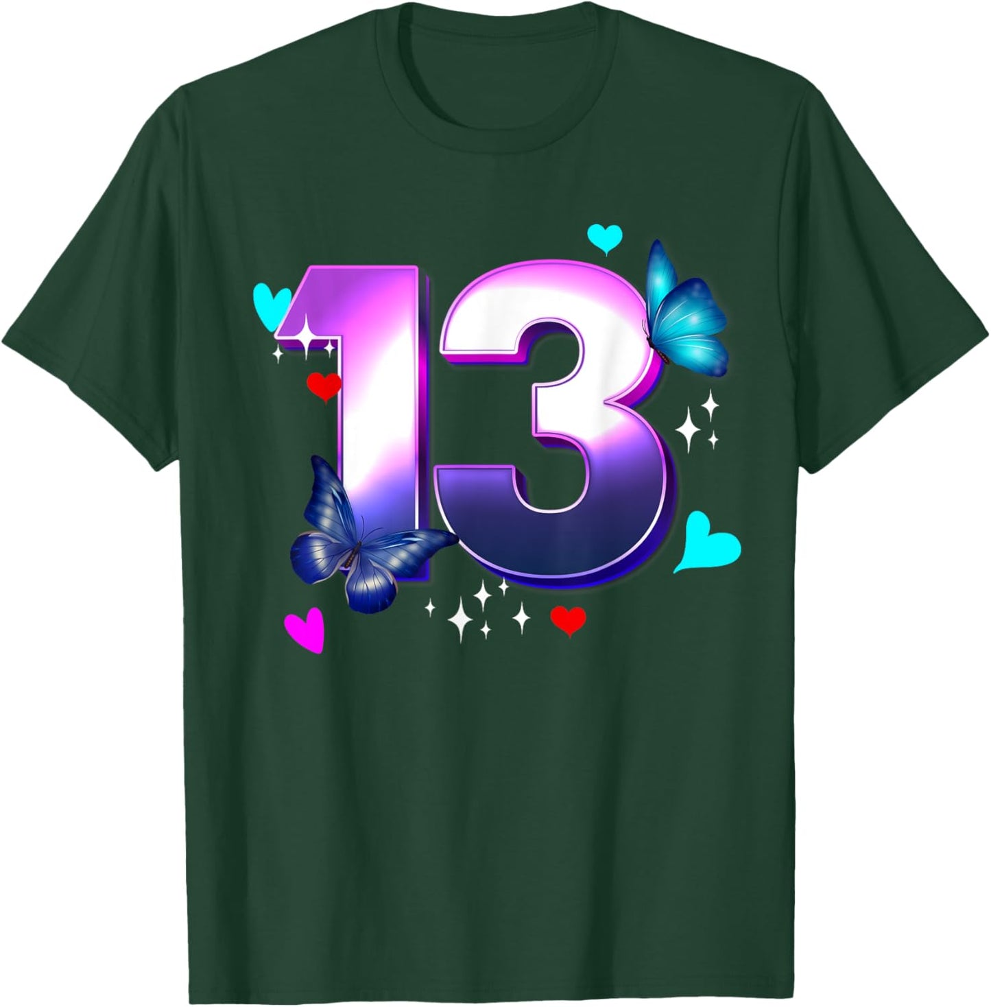 Butterflies - Girls and Boys - 13 Years old - Turn Thirteen T-Shirt - T-Shirt | Forest