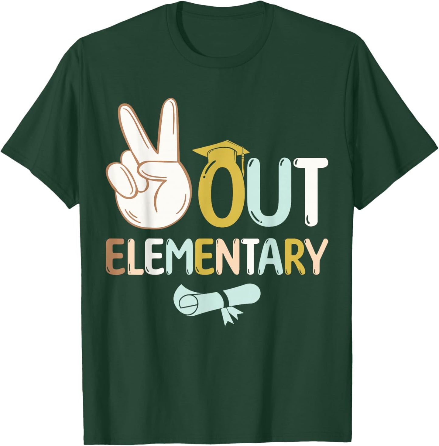 Peace Out Elementary School Funny Last Day Of School T-Shirt - T-Shirt | Forest