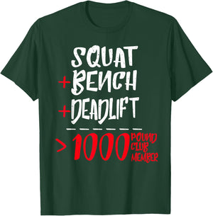 Gym Training FH 1000 Pound Club Member - Men's Black Classic Fit Modern Lightweight Cotton 50% Polyester 50% Short Sleeve T-Shirt - T-Shirt | Forest