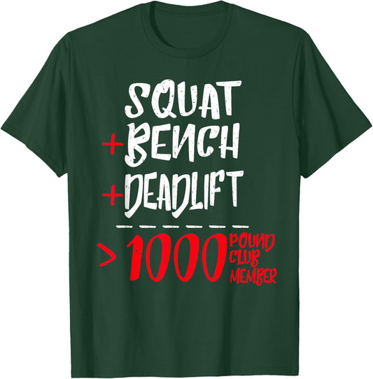 Gym Training FH 1000 Pound Club Member - Men's Black Classic Fit Modern Lightweight Cotton 50% Polyester 50% Short Sleeve T-Shirt - T-Shirt | Forest