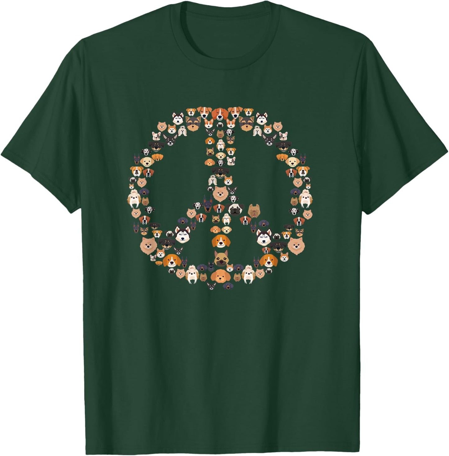 Peace Sign Hippie Retro Rescue Dog Breeds Pet Owner Animal Women Kids T-Shirt - T-Shirt | Forest