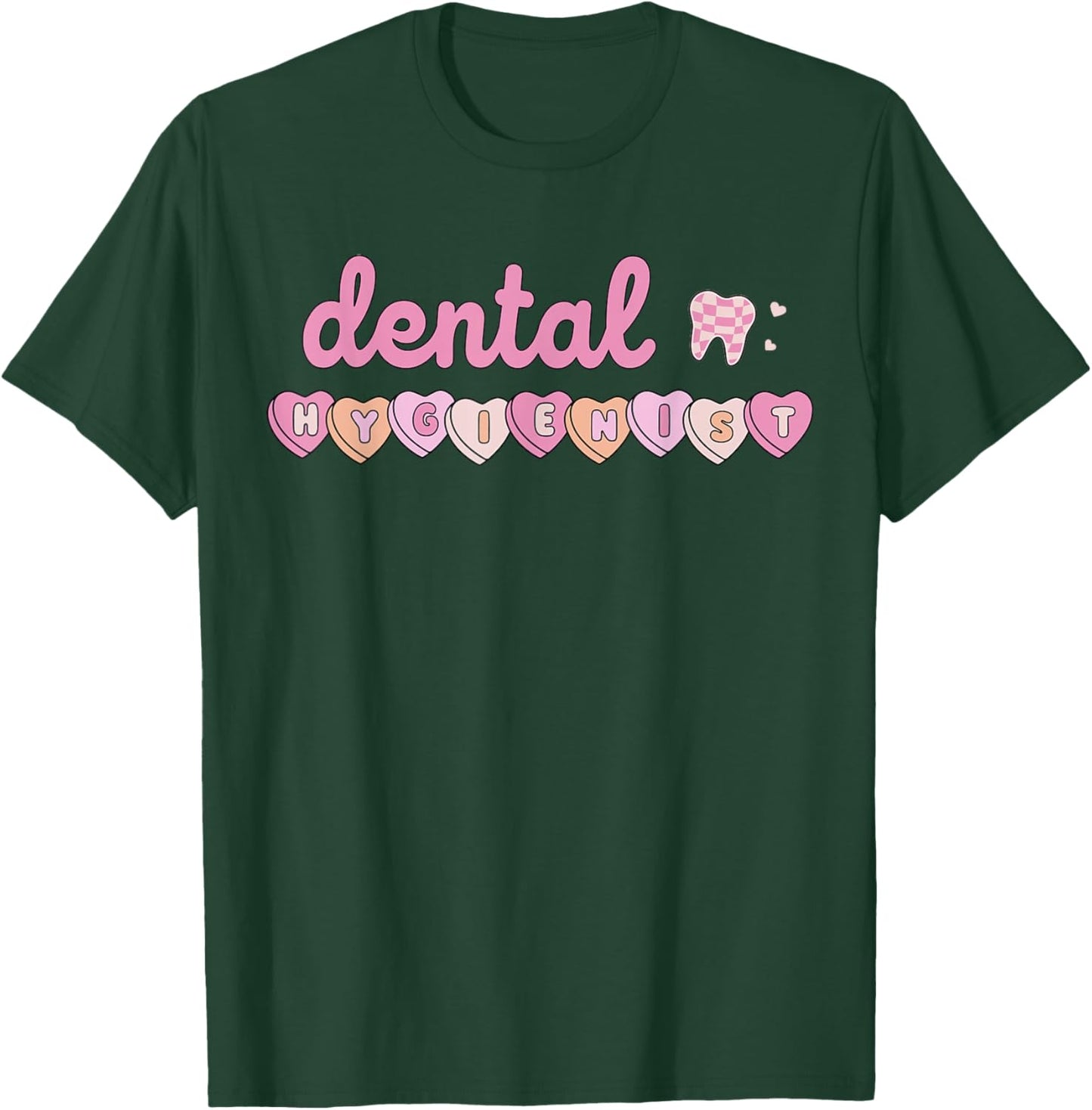 Dental Hygienist Valentines Day Dentist Tooth Squad Hearts T-Shirt - T-Shirt | Forest