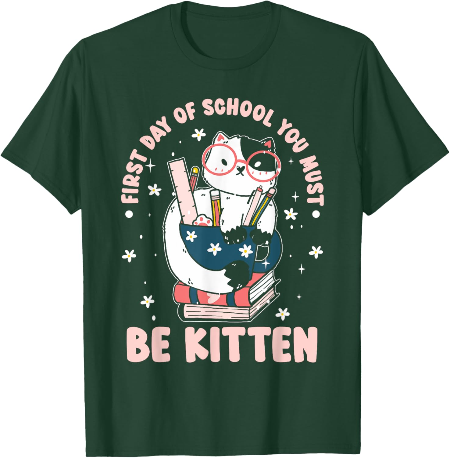 Cute Cat First Day Of School Women Kids T-Shirt - T-Shirt | Forest