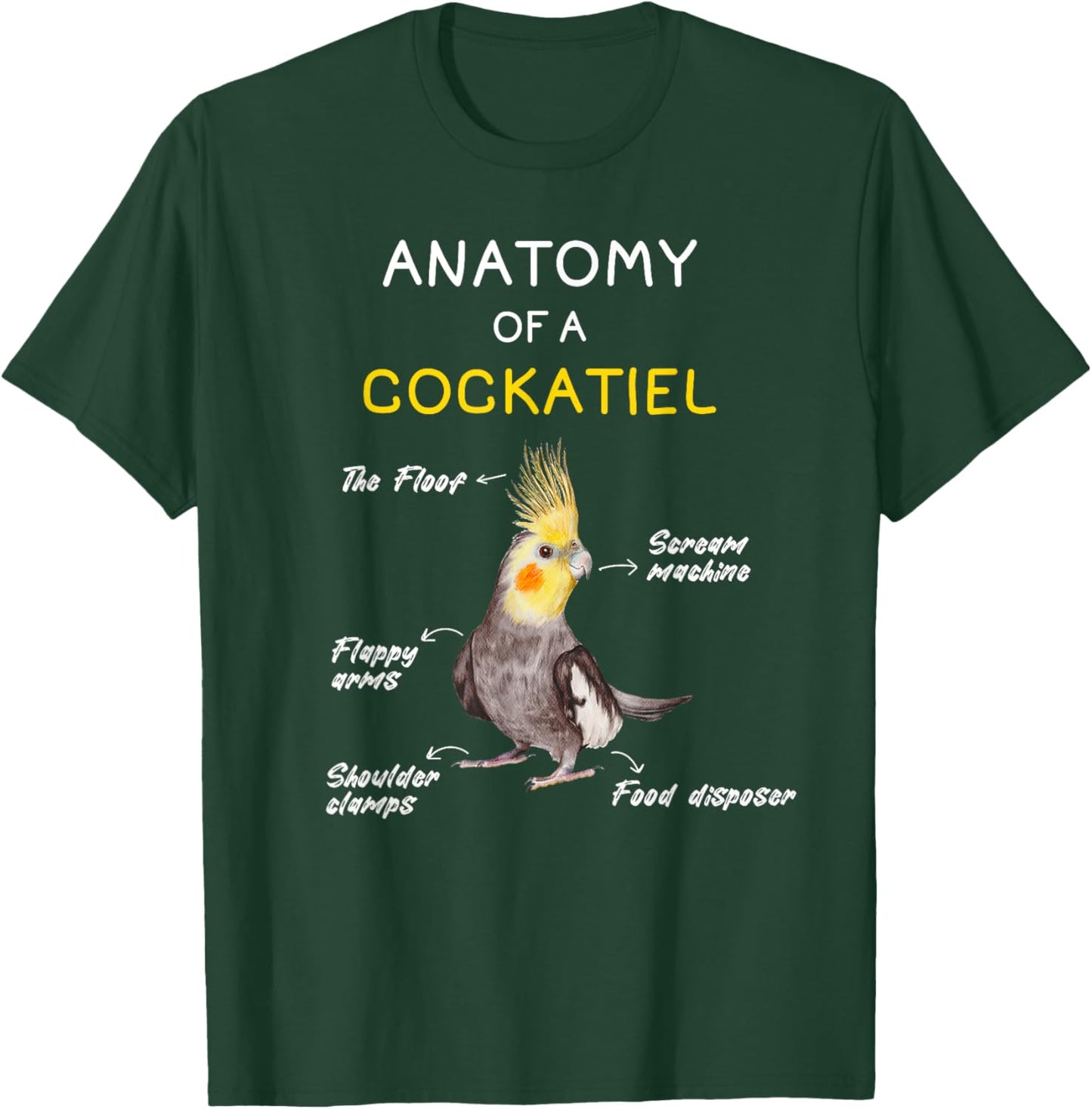 Cockatiel Shirt Funny Anatomy of a Cockatiel Parrot T-Shirt - T-Shirt | Forest