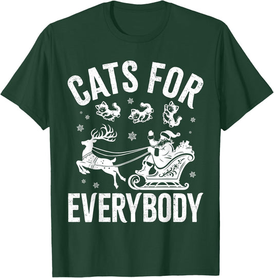 Cats For Everybody Funny Christmas Santa Cat Lover Men Women Kids T-Shirt - T-Shirt | Forest