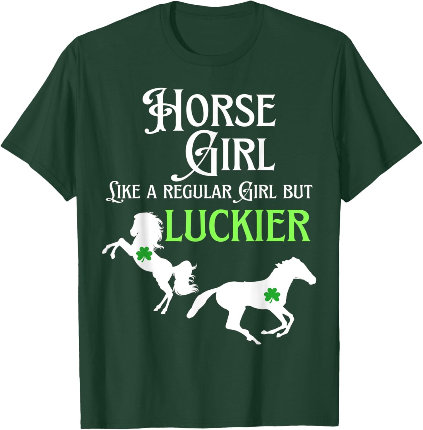Lucky Cowgirl Horse Girl St. Paddy's Day T-Shirt - T-Shirt | Forest