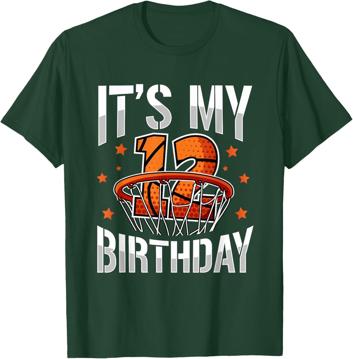 12 Years Old 12th Birthday Basketball Party Boys Kids T-Shirt - T-Shirt | Forest