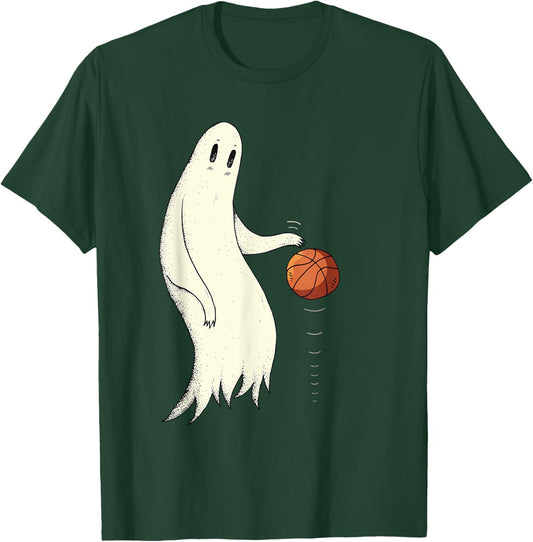 Funny Cool Ghost Dribbling Basketball - Halloween Basketball T-Shirt - T-Shirt | Forest