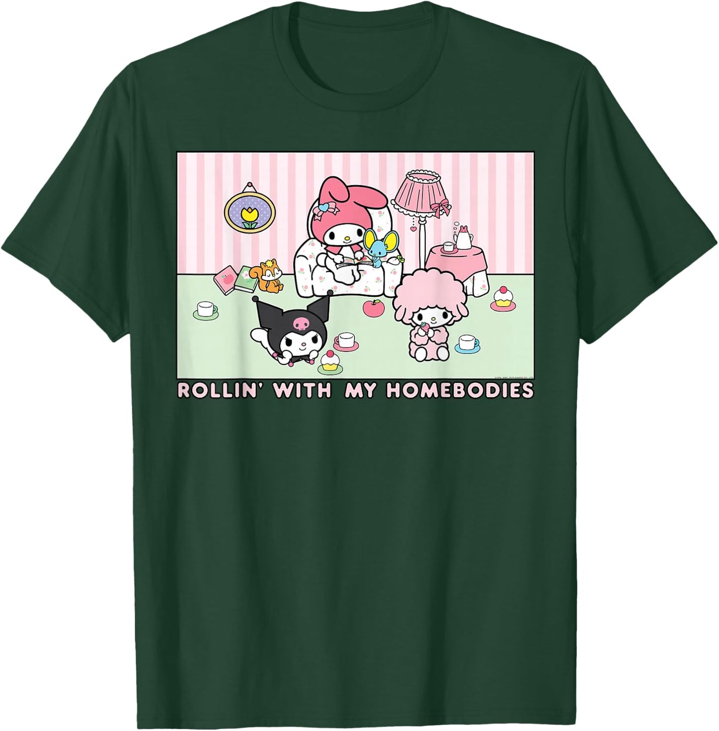 My Melody and Kuromi Rollin with My Homebodies Small T-Shirt - T-Shirt | Forest