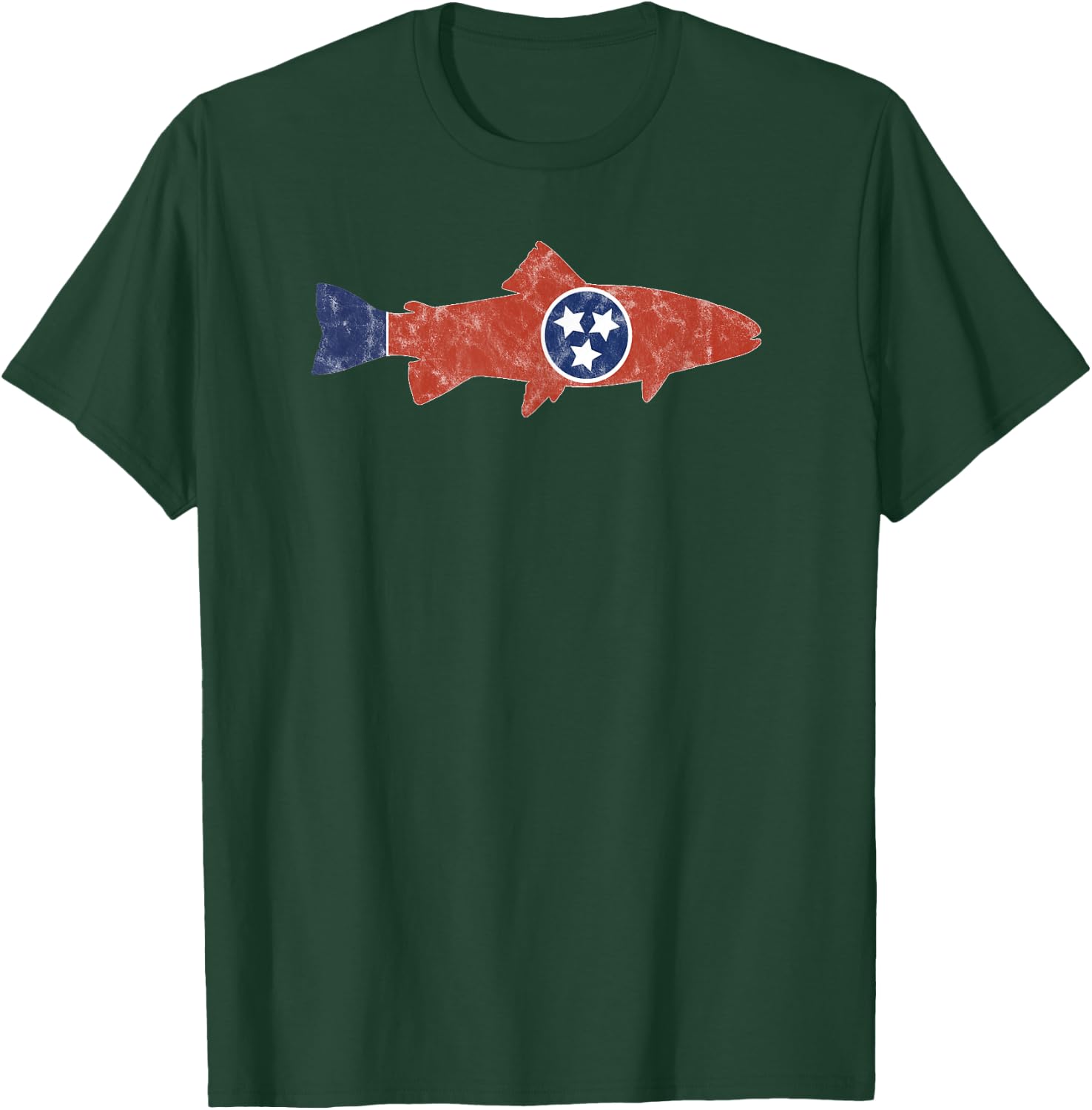 State of Tennessee Tri Star Trout Fishing Kayak Angler Shirt T-Shirt - T-Shirt | Forest