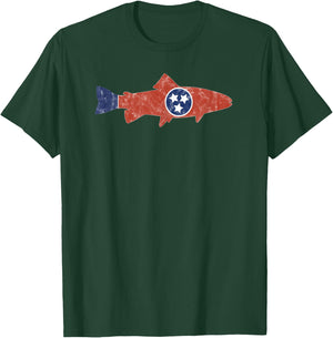 State of Tennessee Tri Star Trout Fishing Kayak Angler Shirt T-Shirt - T-Shirt | Forest