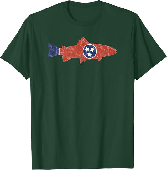 State of Tennessee Tri Star Trout Fishing Kayak Angler Shirt T-Shirt - T-Shirt | Forest
