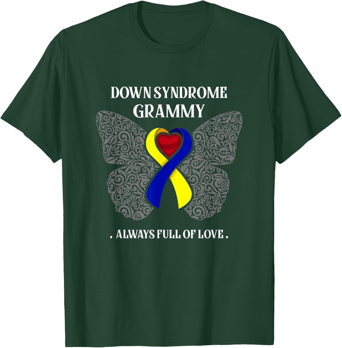 Butterfly Ribbon Down Syndrome Grammy Always Full Of Love T-Shirt - T-Shirt | Forest