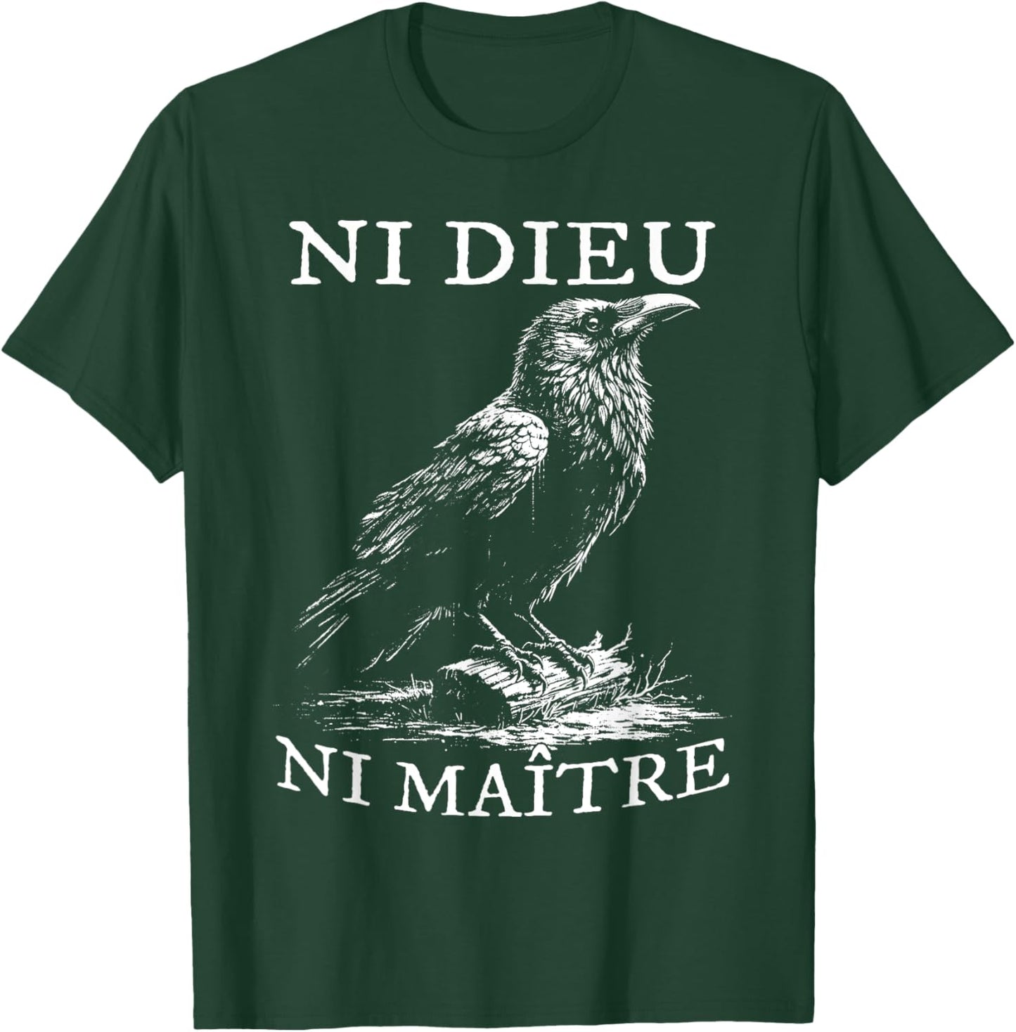 No God No Masters, Ni Dieu Ni Maitre, Retro Crow Bird T-Shirt - T-Shirt | Forest