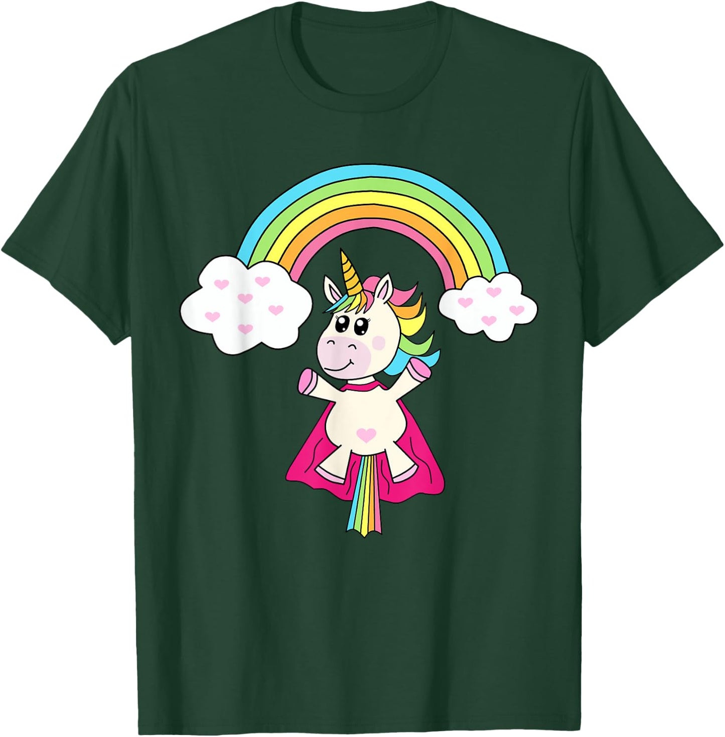 Unicorn Superhero flies to the rainbow T-Shirt - T-Shirt | Forest