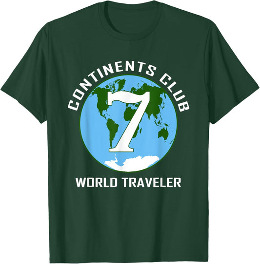 7 Continents World Traveler Club T-Shirt - T-Shirt | Forest