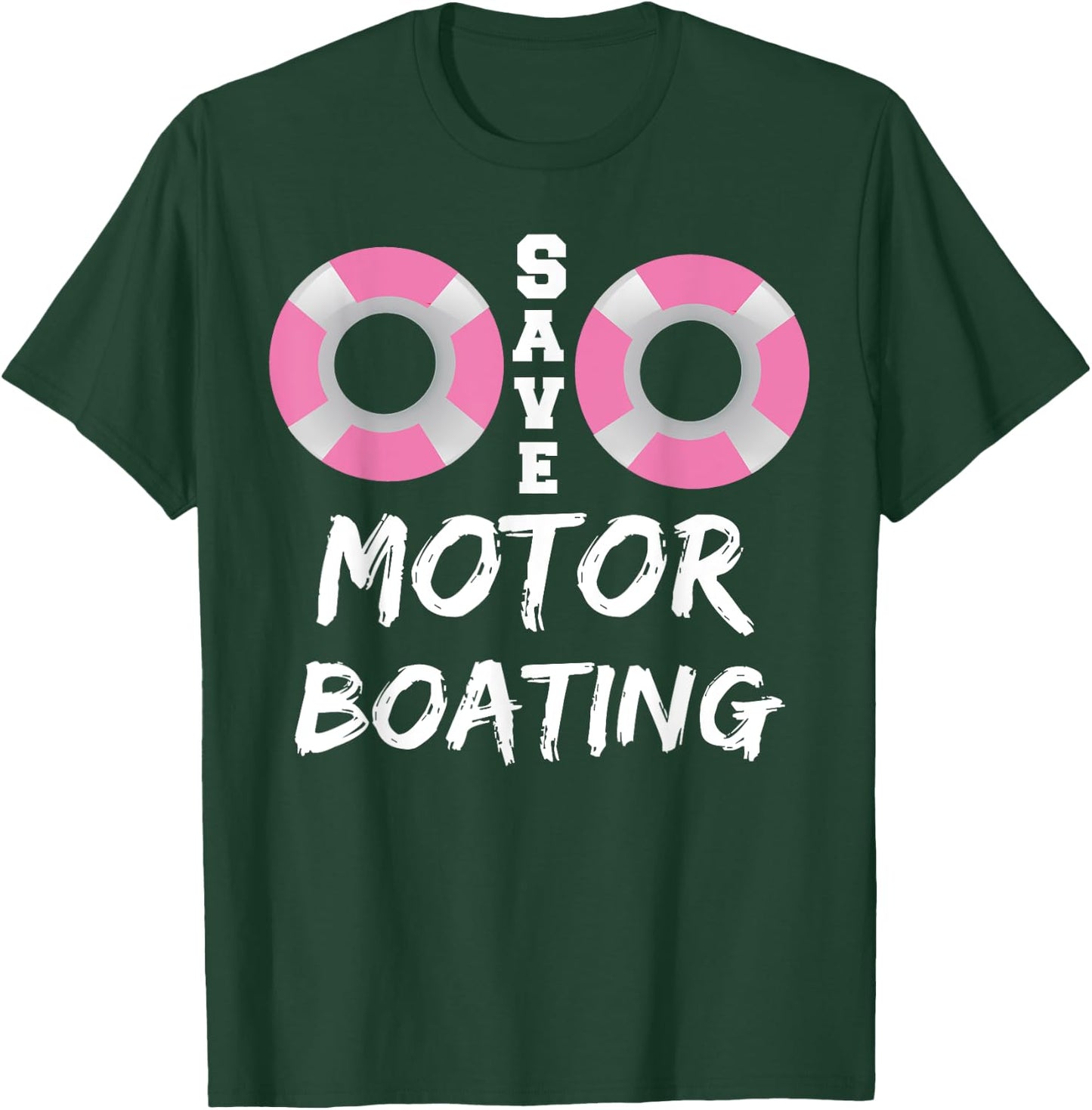 Funny Breast Cancer Supporter Matching Group Save Motor Boat T-Shirt - T-Shirt | Forest