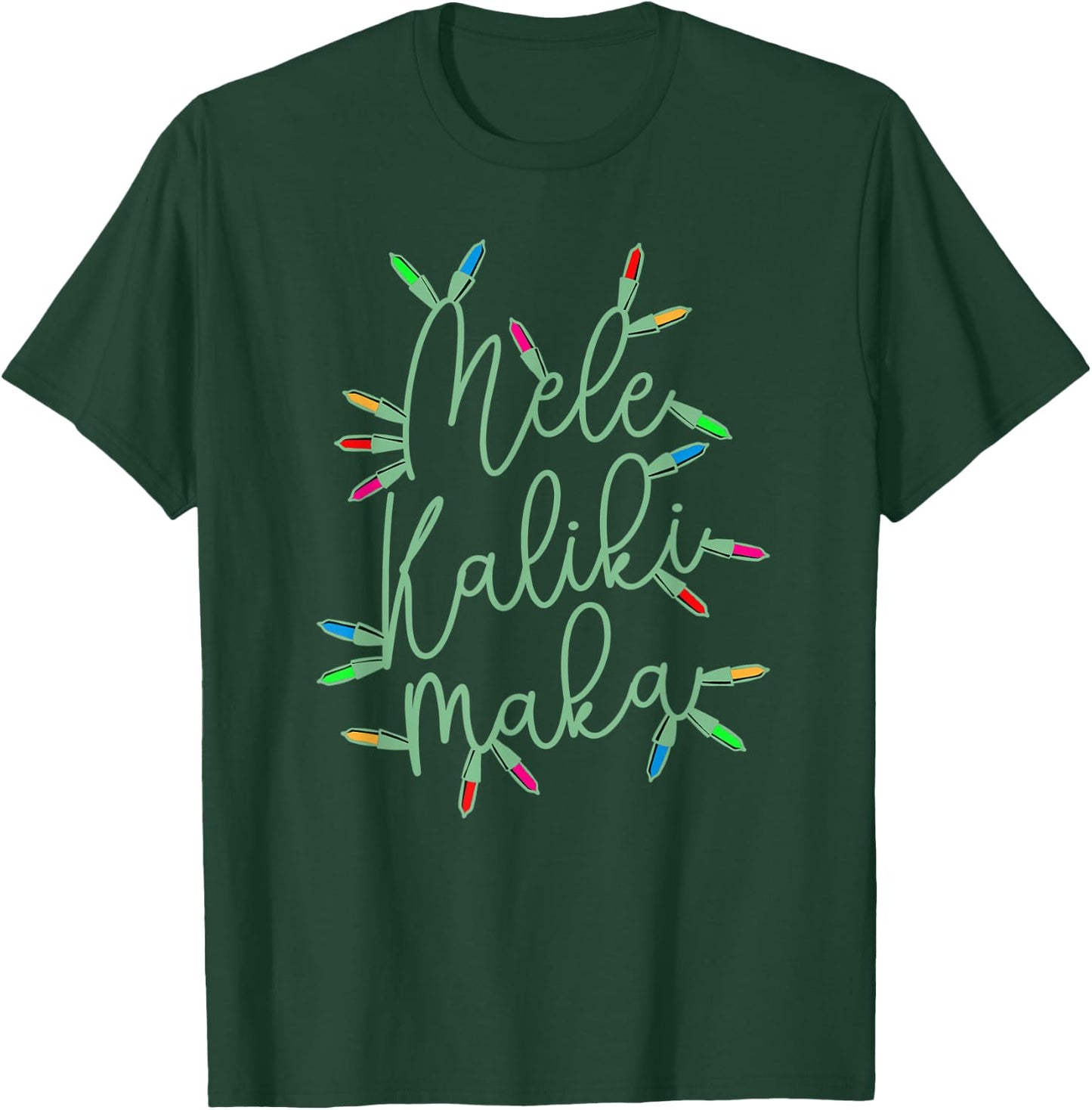 Mele Kalikimaka Christmas Lights Festive Holiday Women Mom T-Shirt - T-Shirt | Forest