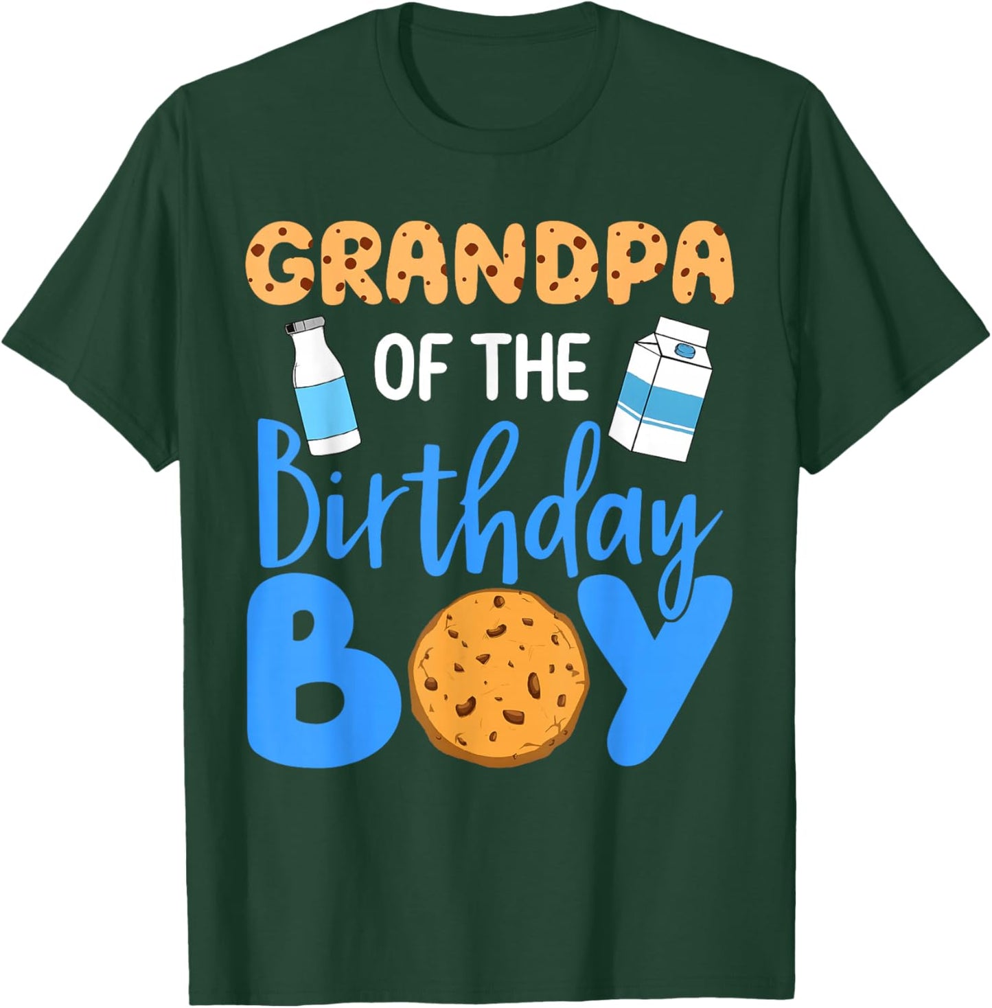 Grandpa Of The Birthday Boy Milk And Cookies 1st Bday Family T-Shirt - T-Shirt | Forest