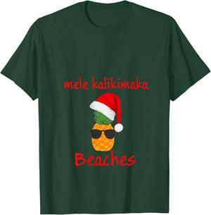 Mele Kalikimaka beaches Sunglasses Merry Hawaiian Christmas V-Neck T-Shirt - T-Shirt | Forest