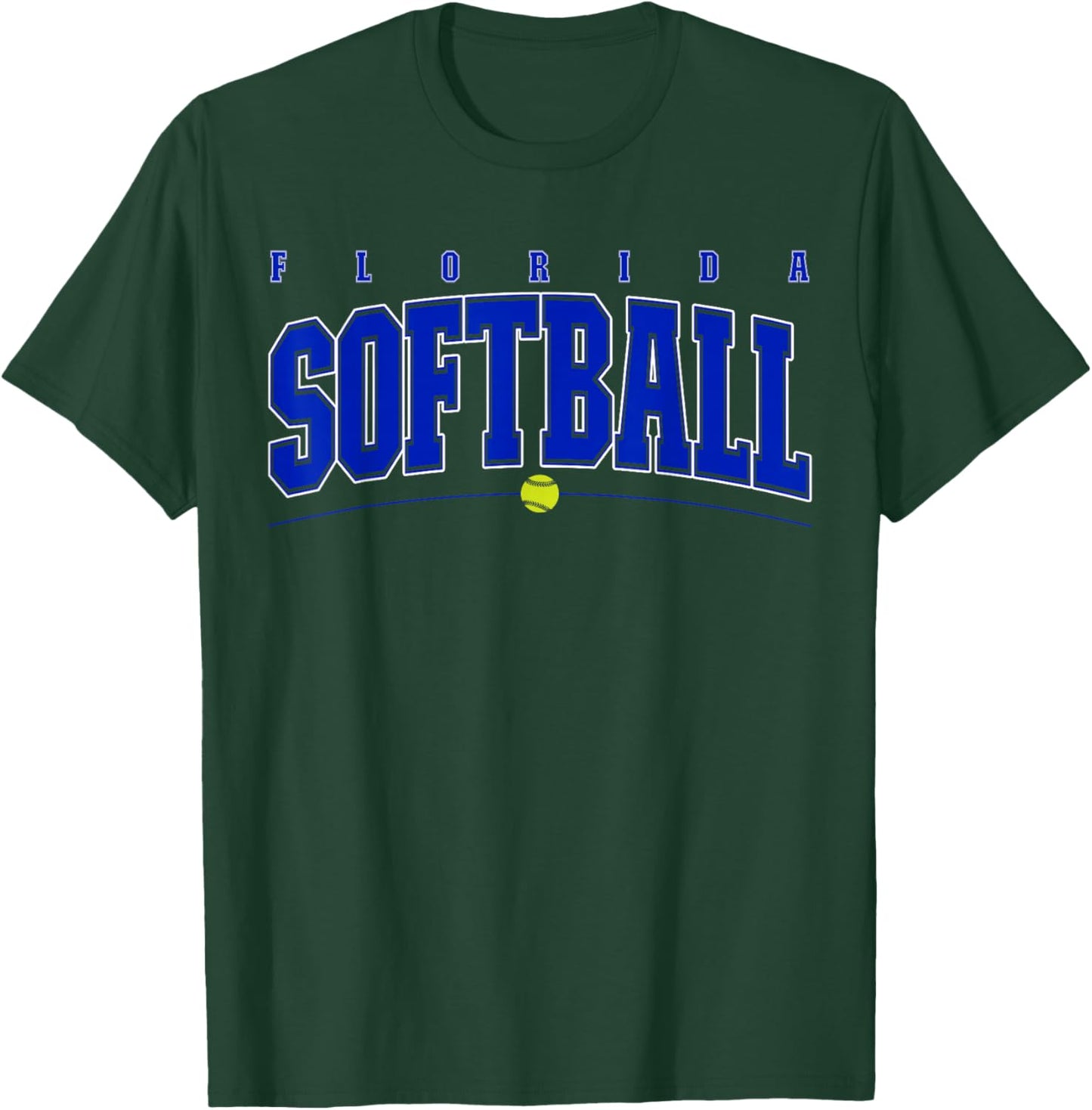 Florida Softball Vintage Kids Team Retro Softball Fan T-Shirt - T-Shirt | Forest