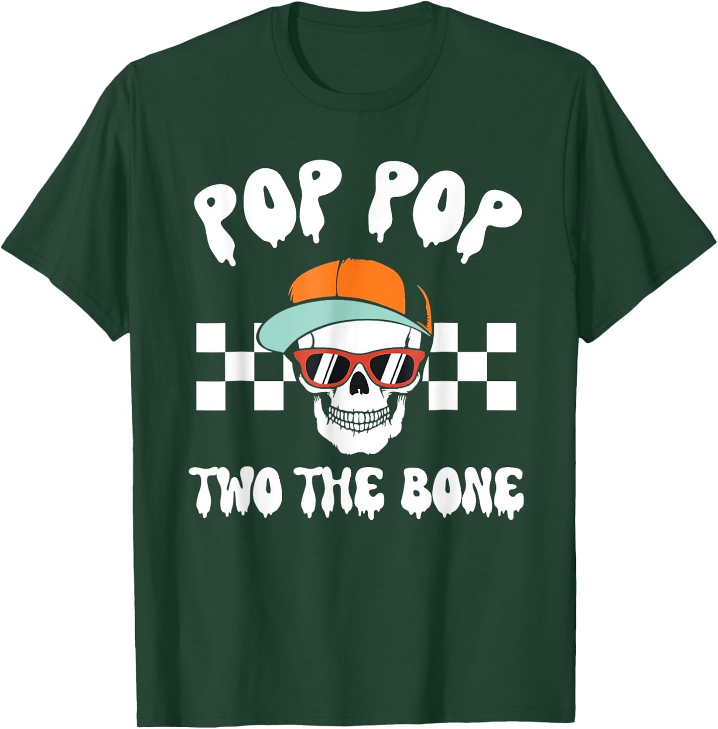 Pop Pop Two The Bone Skeleton Halloween 2nd Birthday Poppy T-Shirt - T-Shirt | Forest