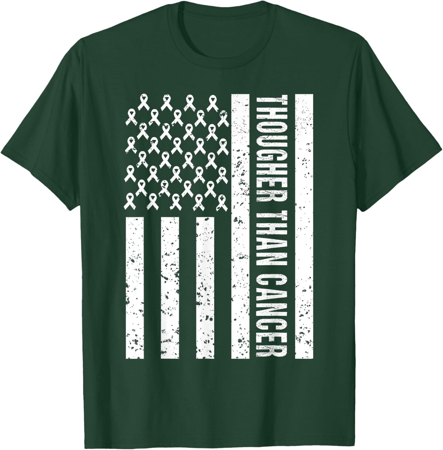 Cancer Survivors Day Shirt Tougher Than Cancer US Flag Cute T-Shirt - T-Shirt | Forest