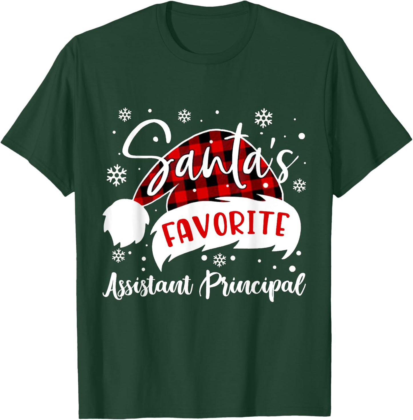 Santa's Favorite Assistant Principal Hat Flannel Christmas T-Shirt - T-Shirt | Forest