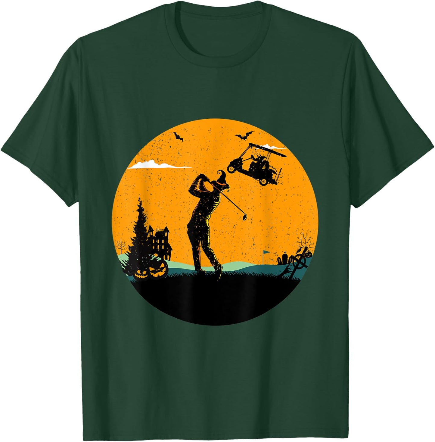 Funny Golf Silhouette Golfer Halloween Moon Costumes T-Shirt - T-Shirt | Forest