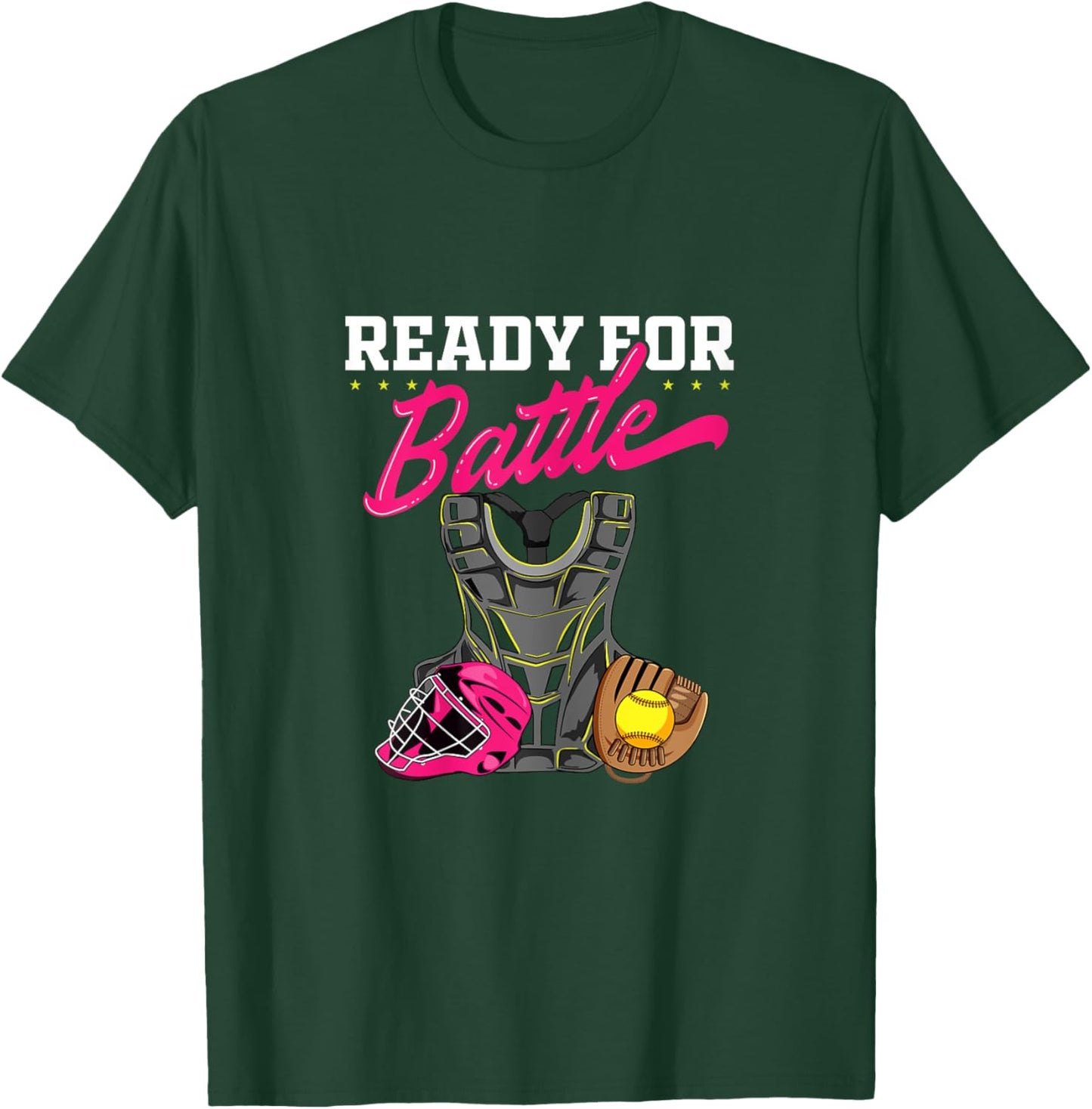 Softball Catcher Sports Design- Women Girls Softball Player T-Shirt - T-Shirt | Forest