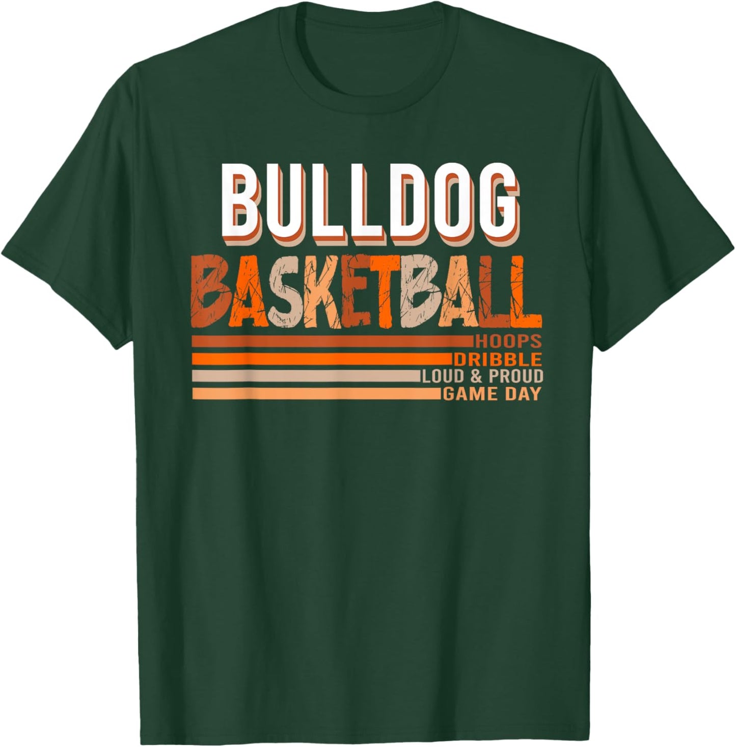 Bulldogs School Spirit Orange Black Retro Basketball Bulldog Men Women Kids T-Shirt - T-Shirt | Forest