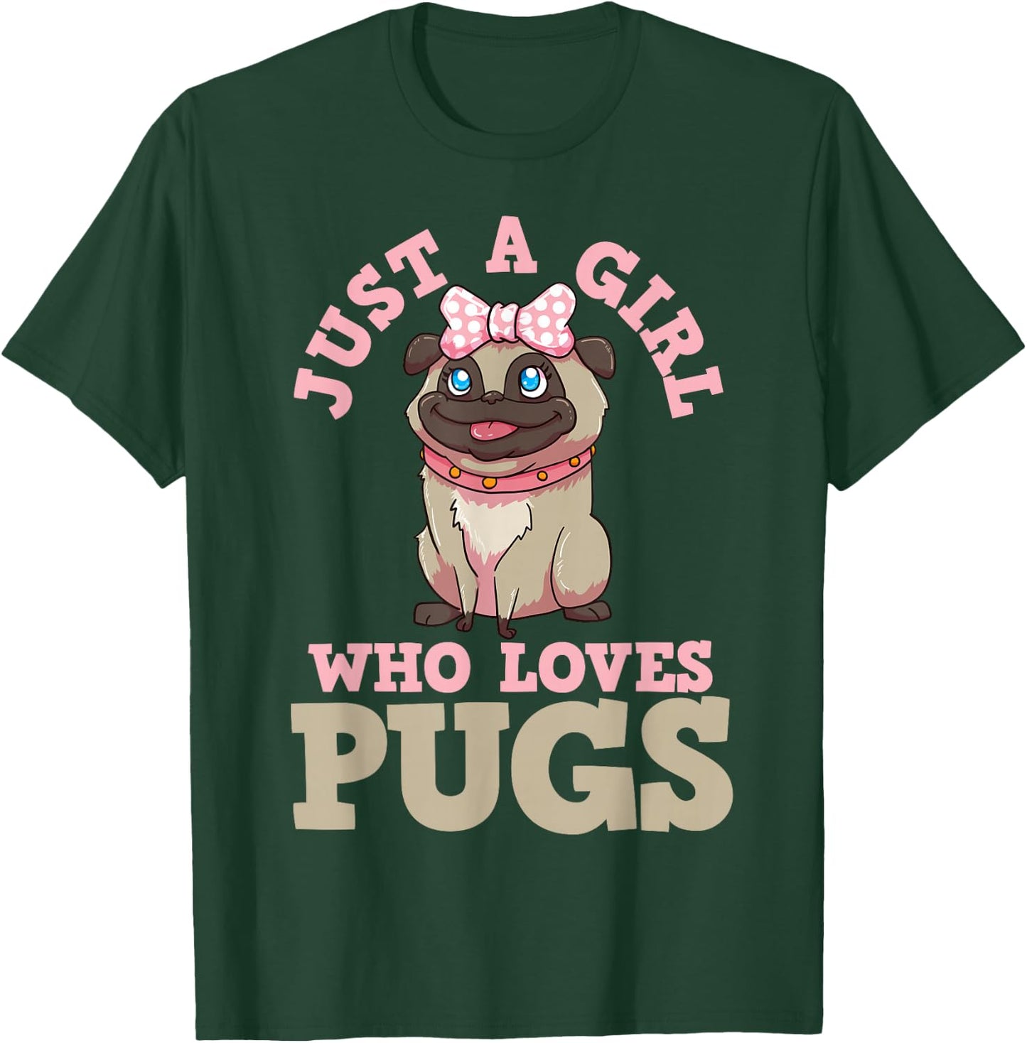 Pug Lover Girl T-Shirt - T-Shirt | Forest