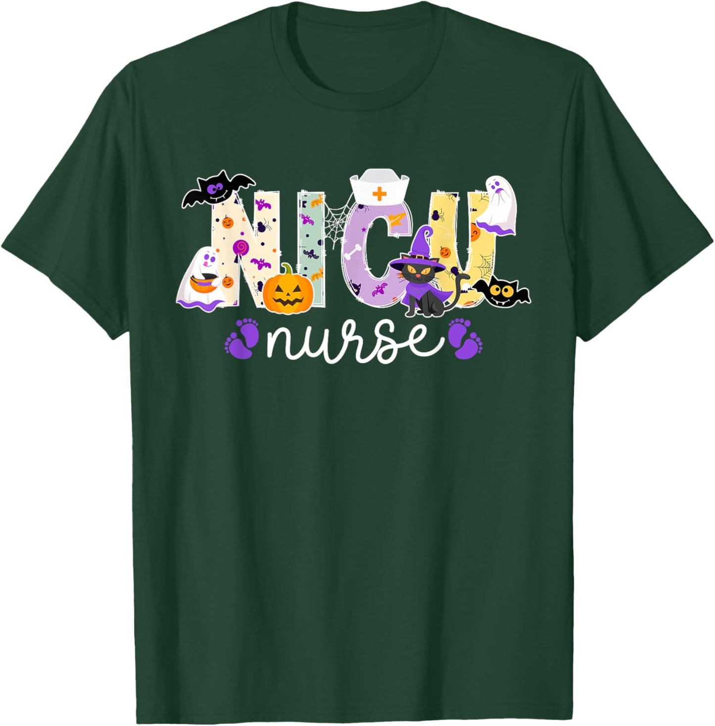 Spooky NICU Nurse Halloween Neonatal Intensive Care Unit T-Shirt - T-Shirt | Forest